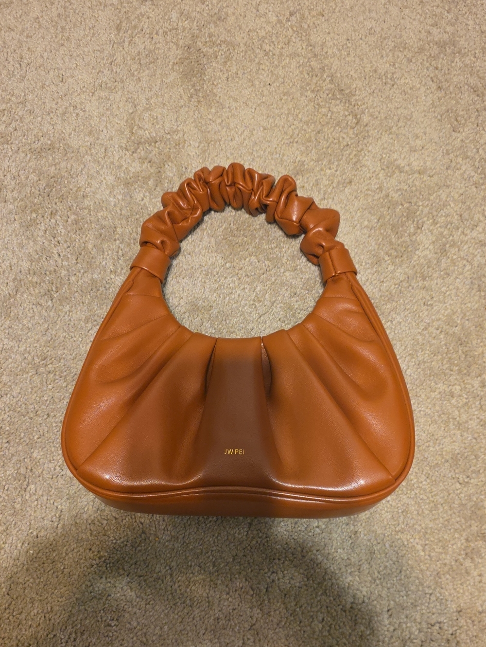 JW PEI Caramel Ruched Handle Shoulder Bag
